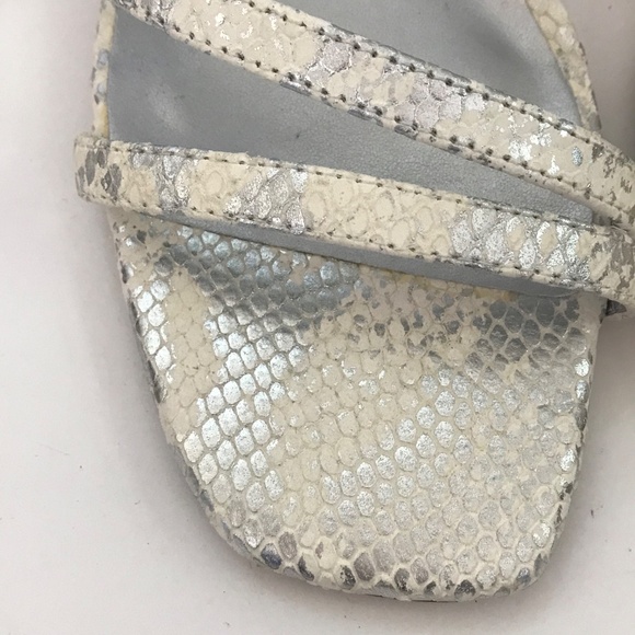 ESSEX LANE Madalie Snake Skin Leather Heeled Sandals Disco Lizard Heels Size 8 - Picture 6 of 16